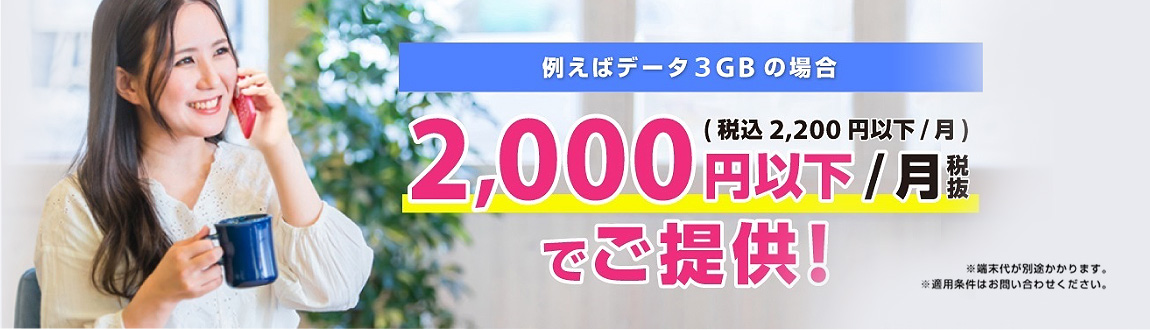 ガラケー・ガラホを2,000円以下/月でご提供可能